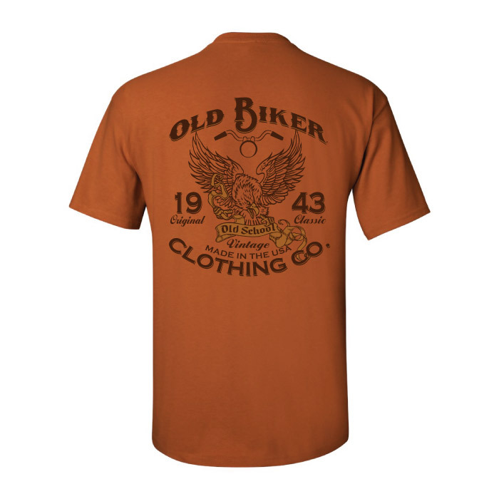 Old School Vintage (rear print) [Size: L] [colour: Texas Orange]