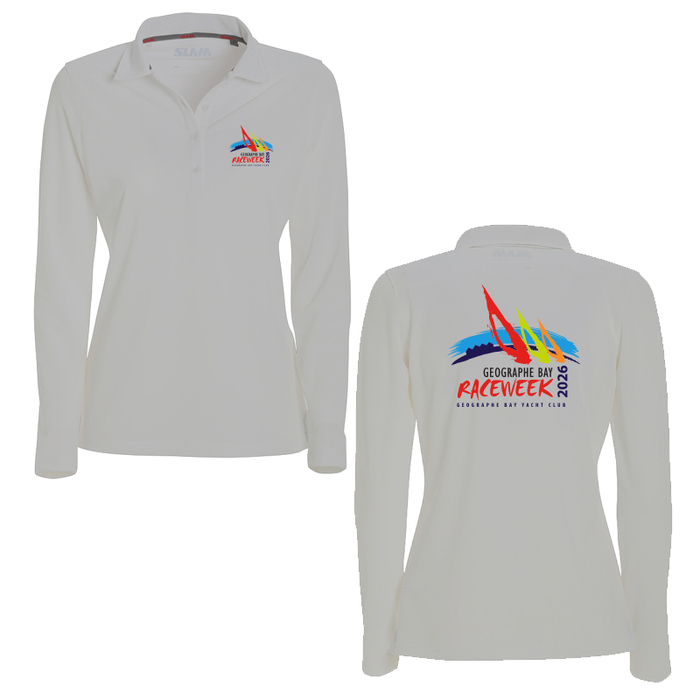 GBRW26 Womens Tech Pique LS Polo Platinum S